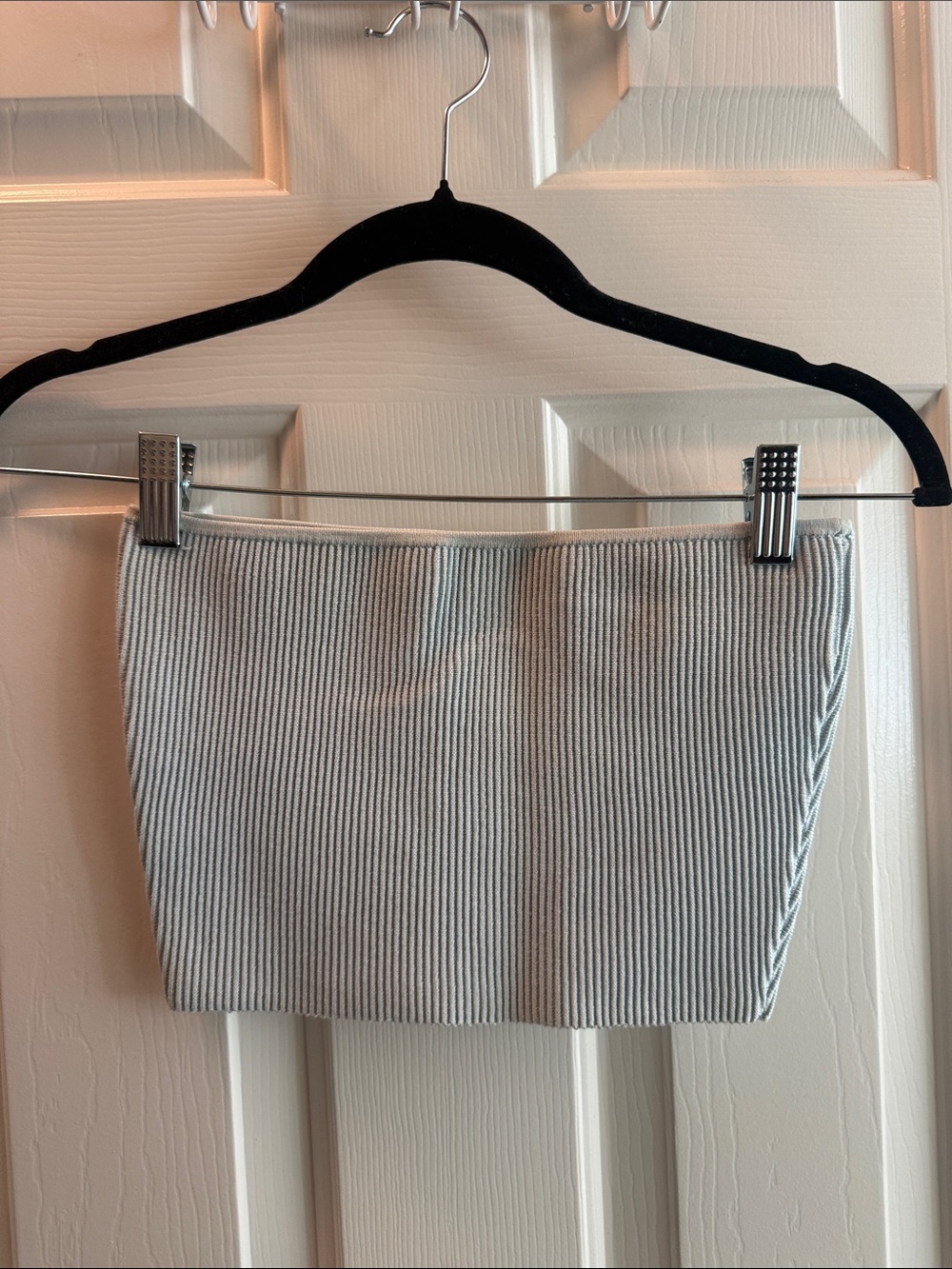 Aritzia Ribbed Tube Top in Light blue grey